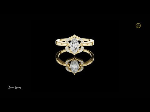 Floral Inspired Marquise Cut Moissanite Diamond Halo Engagement Ring