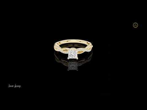 0.63 CT Sparkling Twisted Pave Band Princess Cut Moissanite Diamond Engagement Ring for Her