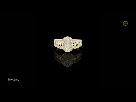 0.69 TCW Elegant Round Cut Lab Grown Diamond with Pave Split shank Cluster Statement Bridal Ring Luxury Jewelry