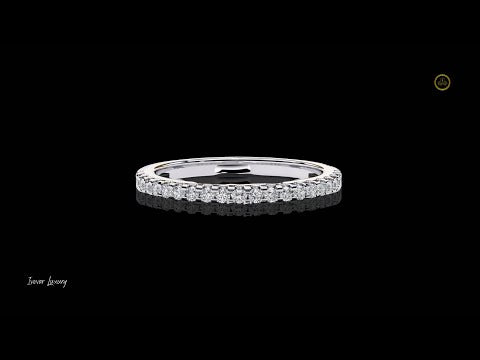 Round Lab Diamond Half Eternity Wedding Band Ring