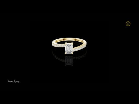 0.50 CT High Quality Emerald Cut Lab Grown Diamond Ring with Unique Pave Diamond Accents