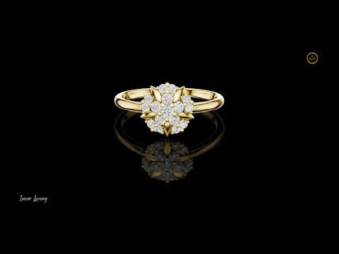 0.18 TCW Luxurious Ring with an Intricate Multi Layered Floral Lab Grown Diamond Design