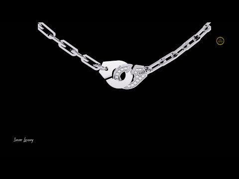 0.18 TCW Interlock Round Cut Lab Grown Diamond Necklace Modern Geometric Chain with Pave Detailing