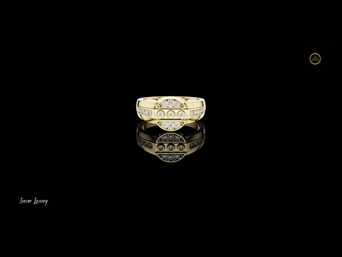 Round Lab Diamond Wide Band Statement Ring with Bezel Accents