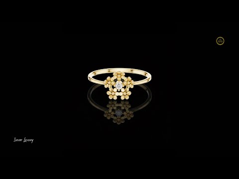 Round Lab Diamond Floral Cluster Bezel Set Ring