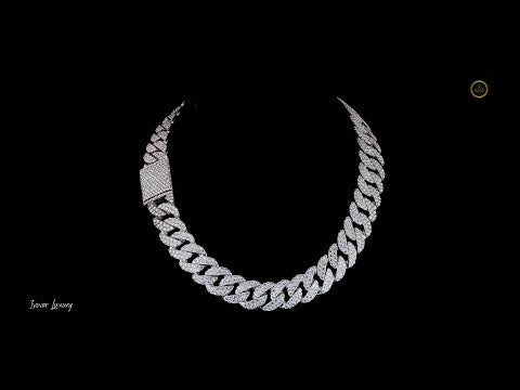 Ivevar Men's VVS1 Lab Grown Diamond Cuban Link Chain 925 Sterling Silver Hip Hop Style