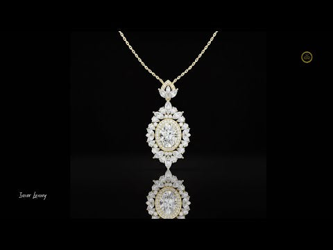 4.00 CT Beautiful Flower Oval Halo Lab Grown Diamond Pendant Vintage Floral Design Gift for Her