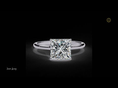 2.15 CT Elegant Gold Band Engagement Solitaire Ring Featuring a Radiant Princess Cut Lab Grown Diamond