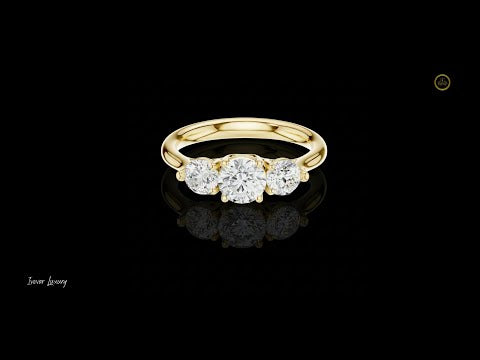 Round Brilliant Cut Three Stone Lab Diamond Engagement Ring
