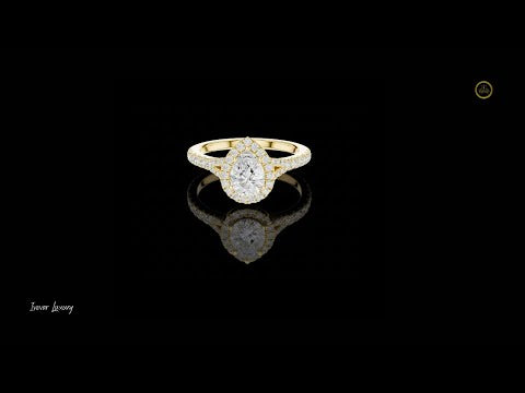 Pear Cut Halo Moissanite Diamond for Ring Women