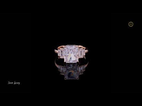 3.55 CT Radiant Cut Moissanite Diamond Ring with Tapered Baguette Side Stones Modern Elegance by Ivevar Luxury