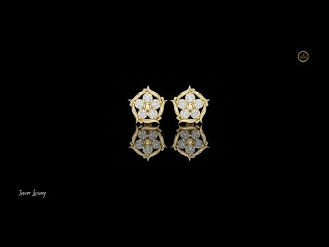 0.35 TCW Delicate Floral Moissanite Diamond Cluster Stud Earrings in Gleaming Gold Setting For Party