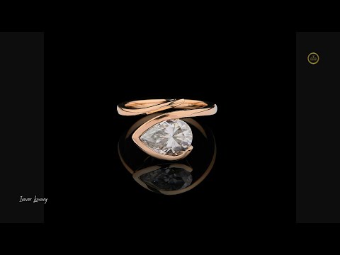 Pear Cut Lab Diamond Bypass Solitaire Ring