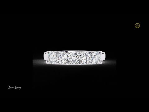 1.03 TCW Five Stone Lab Grown Diamond Band Classic Round Cut Anniversary Band for her