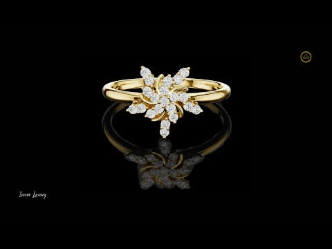 0.126 TCW Sunlit Aurora Petal Lab Grown Diamond Ring A Golden Burst of Bloom