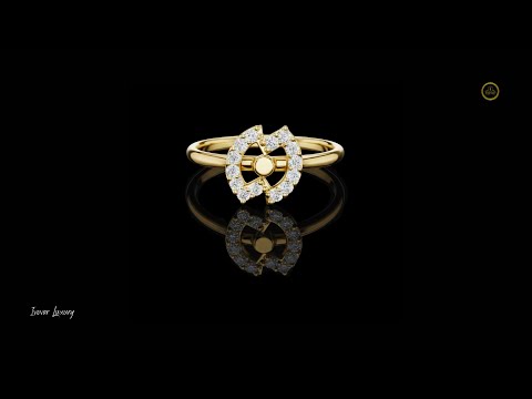 0.11 TCW Circular Lab Grown Diamond Ring with Radiant Halo and Geometric Floral Center