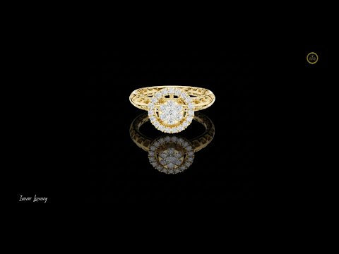 0.35 TCW Floral Cluster Bloom Center with Lab Grown Brilliant Double Halo Design Ring