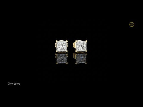 1.00 TCW Signature Moissanite Princess Cut Diamond Stud Earrings Premium Square Design