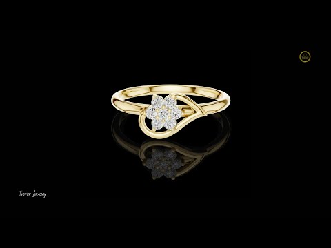 0.11 TCW Radiant Floral Lab Grown Diamond Ring with a Delicately Twisted Band Design