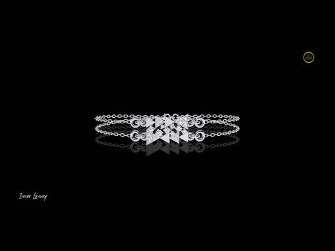 0.29 TCW Elegant Dual Layer Lab Grown Bracelet with Diamond Studded Geometric Triangle Design