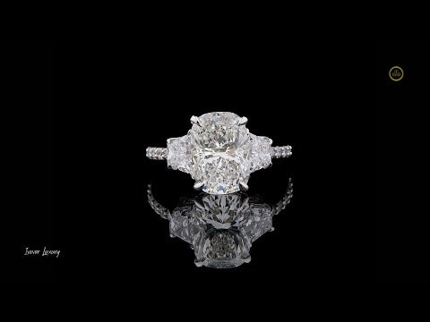 Cushion Cut Three Stone Pave Diamond Lab Diamond Engagement Ring