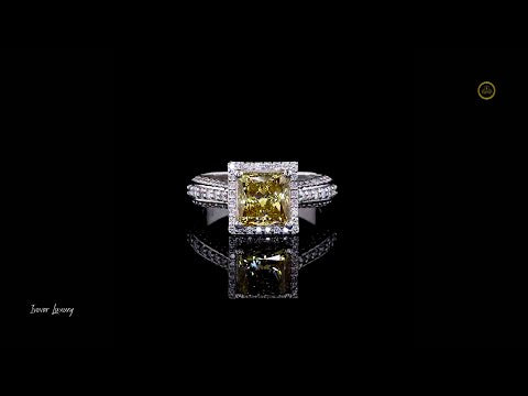 3.00 CT Elegant Solid Gold Lab Grown Diamond Halo Wedding Ring With Pave Band For Her