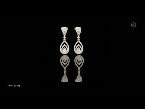 0.39 CT Ethereal Teardrop Halo Drop Moissanite Earrings in Gold with Layered Pear Cut Brilliance For Glam Girl