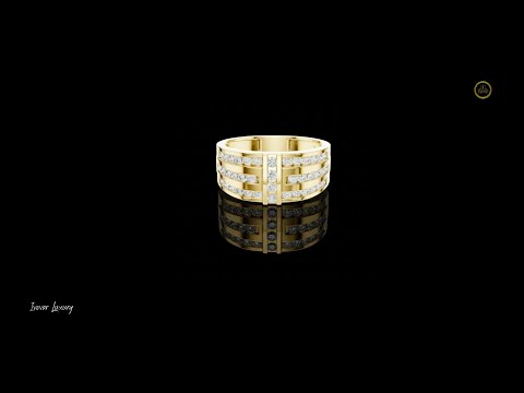 0.75 TWC Titan Crest Solid Gold Multi Row Round Lab Grown Diamond Ring for Men