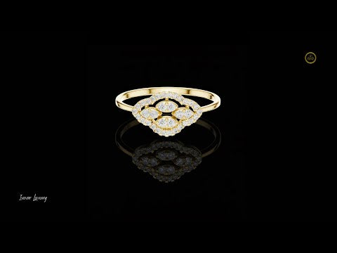 0.18 TCW Elegant Petal Marquise Floral Cluster Ring with Dazzling Round Lab Grown Diamond Accents