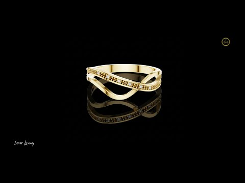 0.018 TCW Gold Crossover Beaded Dual-Band Design with Delicate Accent Lab Diamond Ring