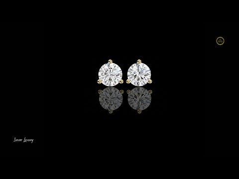 2.57 TCW Premium Lab Grown Round Diamond Stud Earrings Luxury Gift with Classic Three Prong Setting