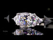 Cushion Cut Three Stone Moissanite Diamond Ring With Trillion Side Stones
