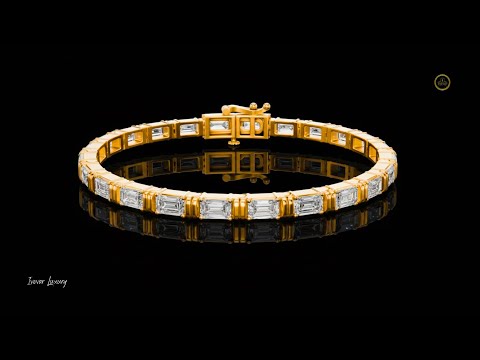 8.96 TCW Dazzling Emerald Moissanite Diamond Tennis Bracelet with Architectural Open Link Detailing