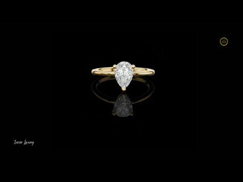 0.90 TCW Luxurious Pear Shaped Lab Grown Diamond Solitaire Ring in Classic Gold