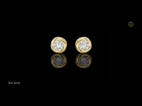 Swirl Border Round Cut Moissanite Diamond Architectural Stud Earrings