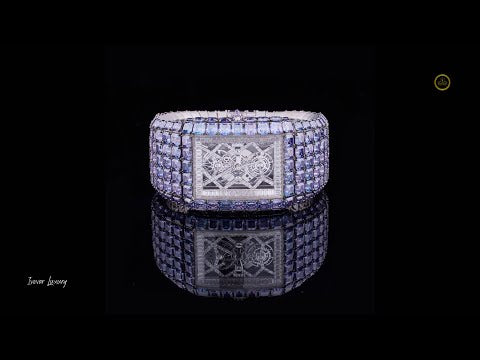Full Iced Asscher and Baguette Cut Blue Diamond Watch in White Gold – Where Innovation Meets Luxury