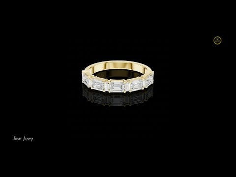 Half Eternity Emerald Cut Lab Diamond Wedding Band