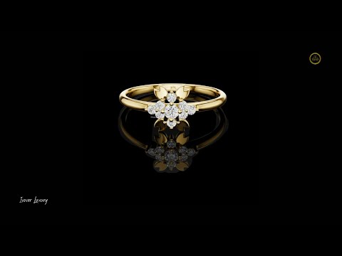Floral Leaf Pave Setting Round Moissanite Diamond Anniversary Ring