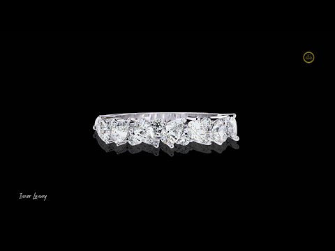 Pear & Round Lab Diamond Cluster Wedding Band Ring
