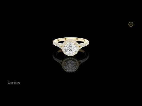 1.00 CT Luxurious Round Cut Halo Ring with Pave Lab Grown Diamonds Elegant Sparkling Engagement Ring for Her