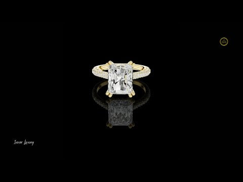 4.00 CT Luxury Radiant Cut Moissanite Diamond with Pave Side Stones Luxury Cathedral Setting Bridal Ring