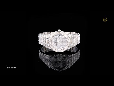 Full Iced Out Baguette Diamond Watch with Invisible-Set Dial & Bracelet