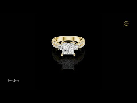 2.00 CT Luxury Princess Cut Lab Grown Diamond Twisted Shank with Pave Stones Elegant Engagement Ring
