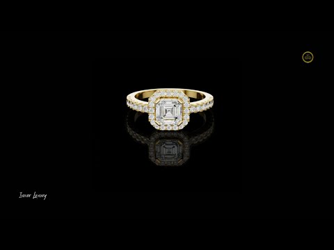 Halo Asscher Cut Lab Diamond Engagement Ring
