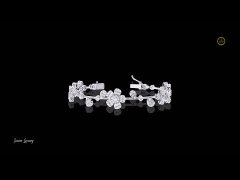 1.34 CT Floral Diamond Bracelet in Lab Grown Diamond with Clustered Petal Baguette & Round Cut Accents Design