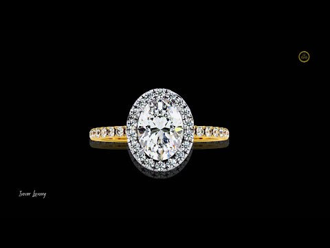 1.08 CT Fantastic Oval Cut Lab Grown Diamond Halo Engagement Ring A Sparkling Symphony of Brilliant Accents
