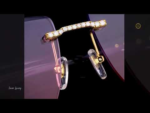 Custom Diamond Rimless Sunglasses Gold Luxury Designer Shades