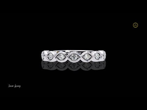 0.25 TCW Shiny Round Cut Lab Grown Diamond Unique Bezel Set Eternity Wedding Band