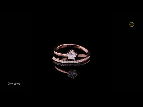 Floral Bypass Pave Solitaire Moissanite diamond Engagement Ring