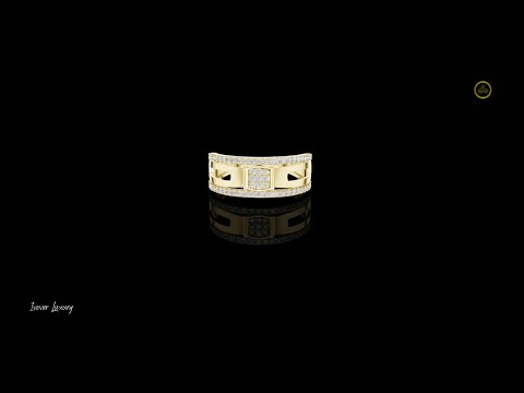 0.46 TCW Classic Round Moissanite Diamond With Square Pave Cluster Double Row Accents Openwork Statement Ring